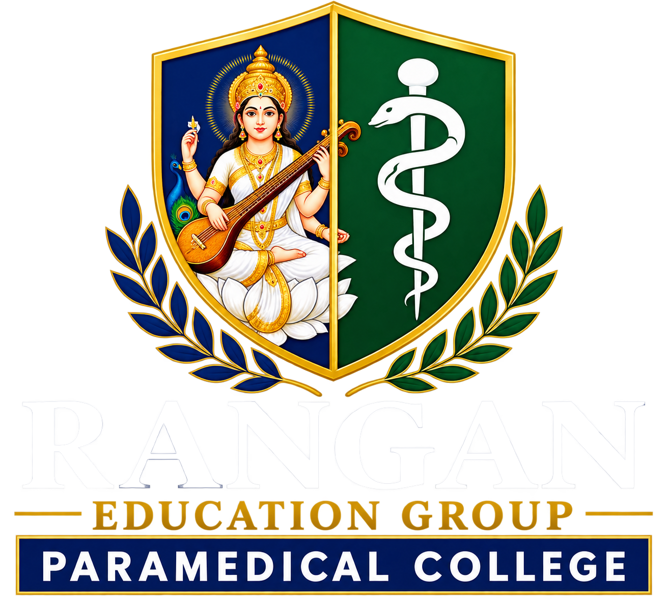 Rangan Paramedical College Logo White Version
