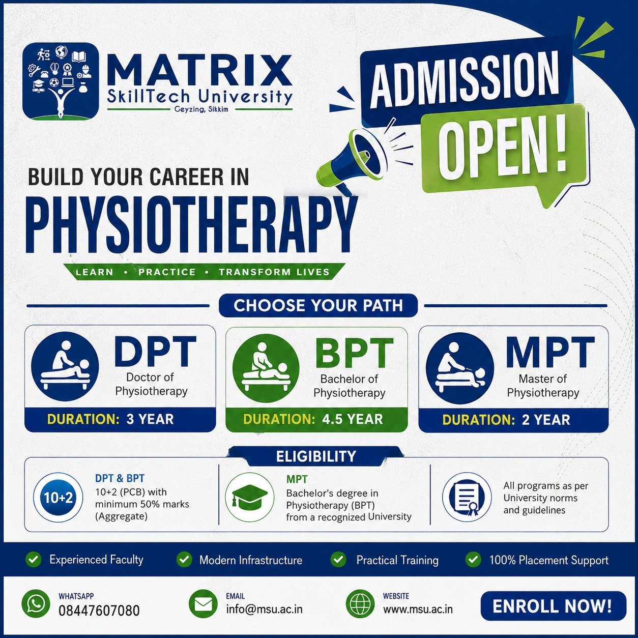 Matrix SkillTech University physiotherapy programme